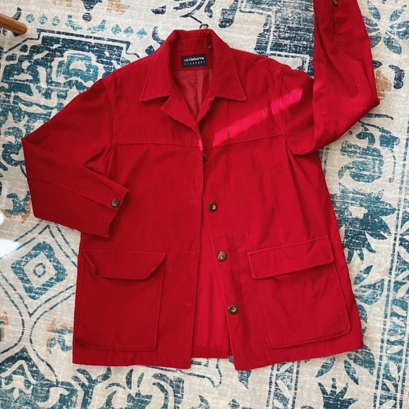 Liz Claiborne Jackets & Blazers - Liz Claiborne Red Corduroy Jacket 100% cotton Size S oversized fit